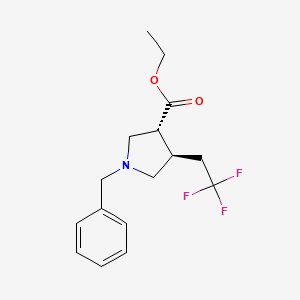 molecular formula C16H20F3NO2 B13064892 ethyl (3R,4R)-1-benzyl-4-(2,2,2-trifluoroethyl)pyrrolidine-3-carboxylate 