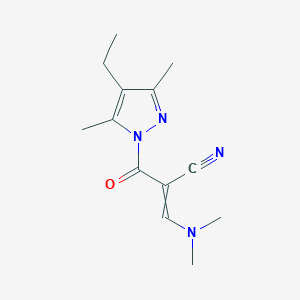 3-(Dimethylamino)-2-(4-ethyl-3,5-dimethylpyrazole-1-carbonyl)prop-2-enenitrile