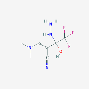(E)-3-(dimethylamino)-2-(2,2,2-trifluoro-1-hydrazino-1-hydroxyethyl)-2-propenenitrile