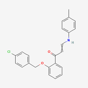 molecular formula C23H20ClNO2 B1306677 (E)-1-{2-[(4-chlorobenzyl)oxy]phenyl}-3-(4-toluidino)-2-propen-1-one 