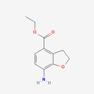 molecular formula C11H13NO3 B13067936 Ethyl 7-amino-2,3-dihydro-4-benzofurancarboxylate 