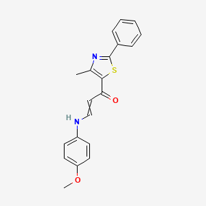 molecular formula C20H18N2O2S B1306796 3-(4-Methoxyanilino)-1-(4-methyl-2-phenyl-1,3-thiazol-5-yl)prop-2-en-1-one 