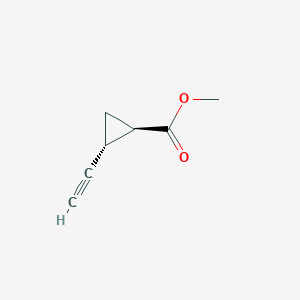 molecular formula C7H8O2 B13068509 Methyl trans-2-ethynylcyclopropane-1-carboxylate 