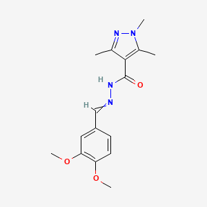 molecular formula C16H20N4O3 B1306961 N'-[(E)-(3,4-dimethoxyphenyl)methylidene]-1,3,5-trimethyl-1H-pyrazole-4-carbohydrazide 