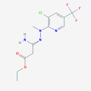 molecular formula C12H14ClF3N4O2 B1306982 Ethyl 3-amino-3-[[3-chloro-5-(trifluoromethyl)pyridin-2-yl]-methylhydrazinylidene]propanoate 