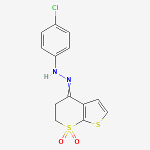 molecular formula C13H11ClN2O2S2 B1306988 4-chloro-N-[(7,7-dioxo-5,6-dihydrothieno[2,3-b]thiopyran-4-ylidene)amino]aniline 