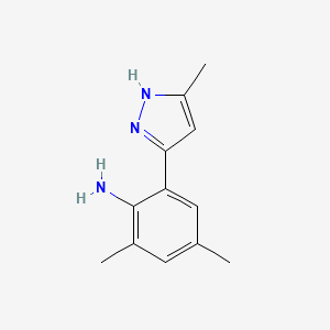 molecular formula C12H15N3 B1307023 2,4-Dimethyl-6-(5-methyl-2H-pyrazol-3-yl)-phenylamine CAS No. 1030618-76-8