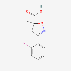 molecular formula C11H10FNO3 B1307120 3-(2-Fluoro-phenyl)-5-methyl-4,5-dihydro-isoxazole-5-carboxylic acid CAS No. 878427-02-2