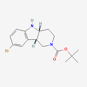 molecular formula C16H21BrN2O2 B13071609 tert-butyl (4aR,9bS)-8-bromo-1,3,4,4a,5,9b-hexahydropyrido[4,3-b]indole-2-carboxylate 