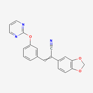 (Z)-2-(1,3-benzodioxol-5-yl)-3-[3-(2-pyrimidinyloxy)phenyl]-2-propenenitrile