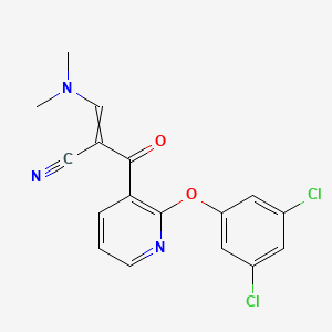 molecular formula C17H13Cl2N3O2 B1307226 (E)-2-{[2-(3,5-dichlorophenoxy)-3-pyridinyl]carbonyl}-3-(dimethylamino)-2-propenenitrile 