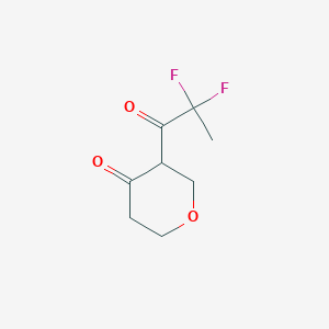 molecular formula C8H10F2O3 B13073406 3-(2,2-Difluoropropanoyl)oxan-4-one 