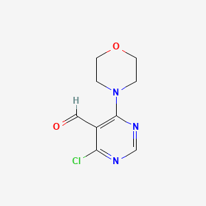 molecular formula C9H10ClN3O2 B1307396 4-Chloro-6-morpholino-5-pyrimidinecarbaldehyde CAS No. 54503-94-5