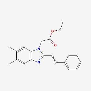 molecular formula C21H22N2O2 B1307422 Ethyl 2-[5,6-dimethyl-2-(2-phenylethenyl)benzimidazol-1-yl]acetate 