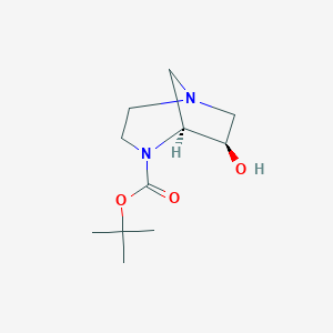 molecular formula C11H20N2O3 B13074889 tert-butyl (5S,6R)-6-hydroxy-1,4-diazabicyclo[3.2.1]octane-4-carboxylate 