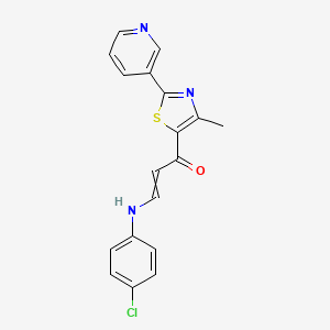 molecular formula C18H14ClN3OS B1307554 (E)-3-(4-chloroanilino)-1-[4-methyl-2-(3-pyridinyl)-1,3-thiazol-5-yl]-2-propen-1-one 