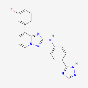 molecular formula C20H14FN7 B13075676 N-(4-(4H-1,2,4-Triazol-3-yl)phenyl)-8-(3-fluorophenyl)-[1,2,4]triazolo[1,5-a]pyridin-2-amine CAS No. 1202619-29-1
