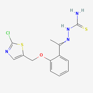 molecular formula C13H13ClN4OS2 B1307654 2-((Z)-1-{2-[(2-chloro-1,3-thiazol-5-yl)methoxy]phenyl}ethylidene)-1-hydrazinecarbothioamide 