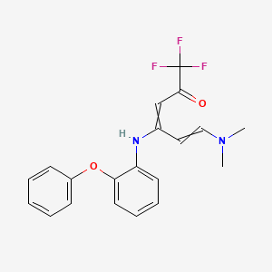 molecular formula C20H19F3N2O2 B1307673 6-(Dimethylamino)-1,1,1-trifluoro-4-(2-phenoxyanilino)hexa-3,5-dien-2-one 