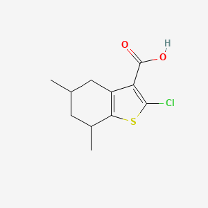 molecular formula C11H13ClO2S B13076901 2-Chloro-5,7-dimethyl-4,5,6,7-tetrahydro-1-benzothiophene-3-carboxylic acid 