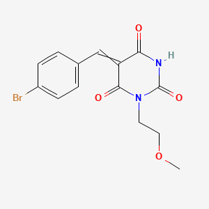 molecular formula C14H13BrN2O4 B1307698 5-[(4-Bromophenyl)methylidene]-1-(2-methoxyethyl)-1,3-diazinane-2,4,6-trione 