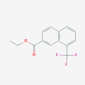 molecular formula C14H11F3O2 B13077451 Ethyl 8-(trifluoromethyl)-2-naphthoate 