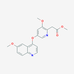 molecular formula C19H18N2O5 B13078447 Methyl 2-(3-methoxy-5-((6-methoxyquinolin-4-yl)oxy)pyridin-2-yl)acetate 