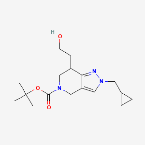 molecular formula C17H27N3O3 B13078890 tert-Butyl 2-(cyclopropylmethyl)-7-(2-hydroxyethyl)-6,7-dihydro-2H-pyrazolo[4,3-c]pyridine-5(4H)-carboxylate 