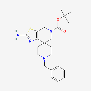 molecular formula C22H30N4O2S B13079302 tert-butyl 2'-amino-1-benzyl-4'H-spiro[piperidine-4,7'-thiazolo[5,4-c]pyridine]-5'(6'H)-carboxylate 