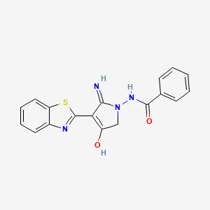 molecular formula C18H14N4O2S B13079373 N-(5-Amino-4-benzothiazol-2-yl-3-oxo-2,3-dihydro-pyrrol-1-yl)-benzamide 