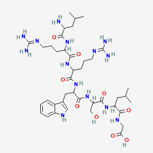 molecular formula C40H66N14O9 B1308106 2-[[2-[[2-[[2-[[2-[[2-[(2-amino-4-methylpentanoyl)amino]-5-(diaminomethylideneamino)pentanoyl]amino]-5-(diaminomethylideneamino)pentanoyl]amino]-3-(1H-indol-3-yl)propanoyl]amino]-3-hydroxypropanoyl]amino]-4-methylpentanoyl]amino]acetic acid CAS No. 80224-16-4