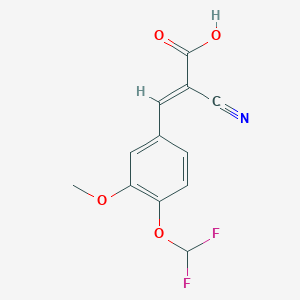molecular formula C12H9F2NO4 B13081245 (2E)-2-Cyano-3-[4-(difluoromethoxy)-3-methoxyphenyl]prop-2-enoic acid 