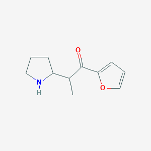 molecular formula C11H15NO2 B13081389 1-(Furan-2-yl)-2-(pyrrolidin-2-yl)propan-1-one 