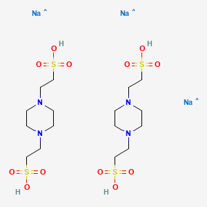 molecular formula C16H36N4Na3O12S4 B13081480 Sodium 1,1'-(piperazine-1,4-diyl)diethanesulfonate 1-(4-(1-sulfoethyl)piperazin-1-yl)ethanesulfonate(3:2) 