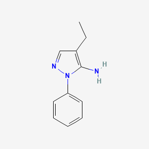 molecular formula C11H13N3 B13082695 4-ethyl-1-phenyl-1H-pyrazol-5-amine 