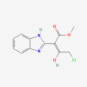 molecular formula C12H11ClN2O3 B13083392 methyl 4-chloro-2-(2,3-dihydro-1H-1,3-benzodiazol-2-ylidene)-3-oxobutanoate 