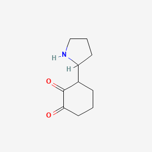 molecular formula C10H15NO2 B13083410 3-(Pyrrolidin-2-yl)cyclohexane-1,2-dione 