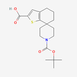 molecular formula C18H25NO4S B13083469 1'-(tert-Butoxycarbonyl)-5,6-dihydro-4H-spiro[benzo[b]thiophene-7,4'-piperidine]-2-carboxylic acid 