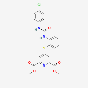 molecular formula C24H22ClN3O5S B13083583 Diethyl 4-((2-(3-(4-chlorophenyl)ureido)phenyl)thio)pyridine-2,6-dicarboxylate 