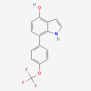molecular formula C15H10F3NO2 B13083680 4-Hydroxy-7-(4-(trifluoromethoxy)phenyl)indole 