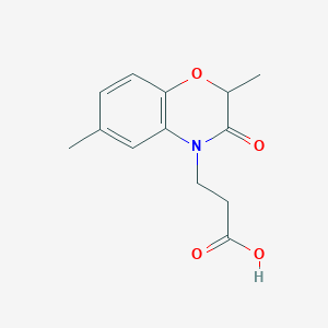 molecular formula C13H15NO4 B1308372 3-(2,6-Dimethyl-3-oxo-2H-benzo[b][1,4]oxazin-4(3H)-yl)propanoic acid CAS No. 352666-90-1