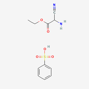 molecular formula C11H14N2O5S B13083782 Ethyl 2-amino-2-cyanoacetate benzenesulfonate 