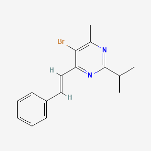 molecular formula C16H17BrN2 B13084239 (E)-5-Bromo-2-isopropyl-4-methyl-6-styrylpyrimidine 