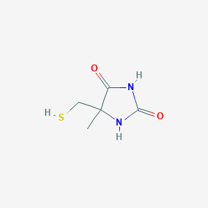 molecular formula C5H8N2O2S B13084270 5-Methyl-5-(sulfanylmethyl)imidazolidine-2,4-dione CAS No. 655249-41-5