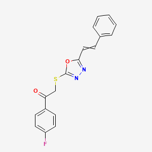 molecular formula C18H13FN2O2S B1308476 1-(4-fluorophenyl)-2-({5-[(E)-2-phenylethenyl]-1,3,4-oxadiazol-2-yl}sulfanyl)-1-ethanone 