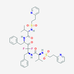 molecular formula C42H52F2N6O7S2 B130849 (2S)-N-[(2S,5S)-4,4-difluoro-5-[[(2S)-3-methyl-2-(2-pyridin-2-ylethylsulfonylamino)butanoyl]amino]-3-oxo-1,6-diphenylhexan-2-yl]-3-methyl-2-(2-pyridin-2-ylethylsulfonylamino)butanamide CAS No. 144185-90-0