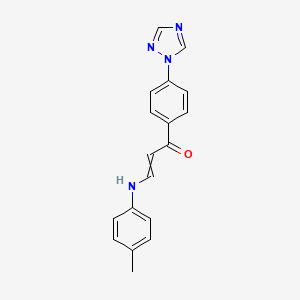 molecular formula C18H16N4O B1308515 (E)-3-(4-toluidino)-1-[4-(1H-1,2,4-triazol-1-yl)phenyl]-2-propen-1-one 
