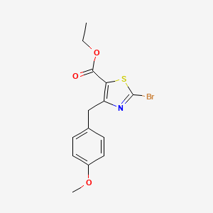 molecular formula C14H14BrNO3S B13085315 Ethyl 2-bromo-4-(4-methoxybenzyl)thiazole-5-carboxylate 