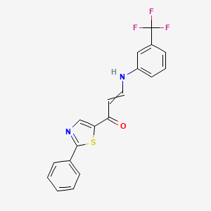 molecular formula C19H13F3N2OS B1308536 1-(2-Phenyl-1,3-thiazol-5-yl)-3-[3-(trifluoromethyl)anilino]-2-propen-1-one 