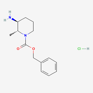 molecular formula C14H21ClN2O2 B13085454 rel-(2R,3S)-Benzyl3-amino-2-methylpiperidine-1-carboxylatehydrochloride 